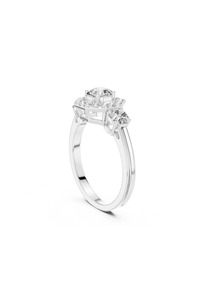 Anillo de compromiso de diamantes cultivados en laboratorio, corte Asscher, oro rosa de 18 quilates, con tres piedras y halo, CVD VVS, color D, personalizado, venta al por mayor - Product Image 5