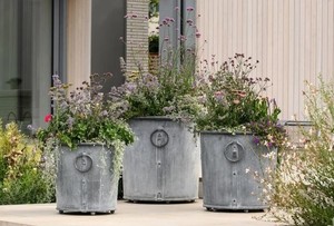 Heavy Duty <b>Large</b> Size Galvanized Copper Outdoor Garden Decorative <b>Plants</b> Care <b>Large</b> Planters Set of 3 - Product Image 1