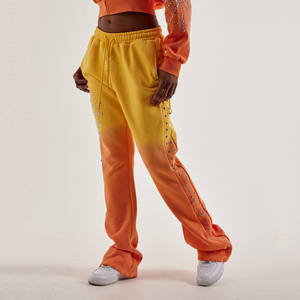 Pantalon de jogging ample pour femme, style hip-hop, avec logo personnalisé imprimé pierres précieuses et strass, 100 % coton biologique, coupe décontractée pour fille - Product Image 2