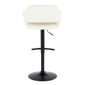 Margarite Contemporary 2-Pack <b>Adjustable</b> Barstool with Swivel Black Metal Cream Faux Leather Rounded T <b>Footrest</b> Set - Product Image 5