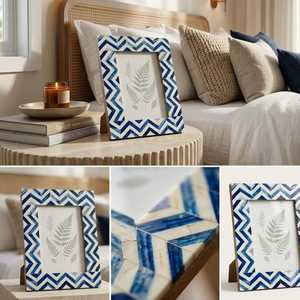 Elarovia Luxe Abstract Resin <b>Frame</b> Contemporary Handmade <b>Picture</b> Display with Distinctive Black & <b>White</b> Mosaic Pattern, Custom - Product Image 3