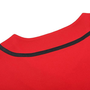 Maillot de baseball rouge unisexe à manches courtes, boutonné sur le devant, couleur unie, respirant, en polyester, coupe régulière pour adulte, toutes saisons - Product Image 3