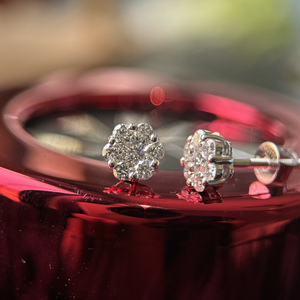 IGI Certified Lab Grown Bridal Jewelry Diamond <b>Earrings</b> 14K White Gold Floral Cluster 0.80 Carat Wedding Studs Party Engagement - Product Image 1