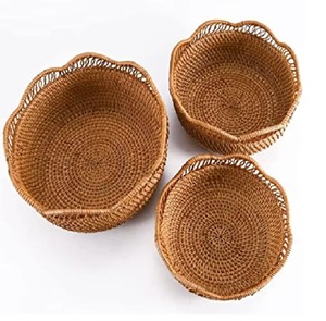 Bol à fruits en rotin fait main de qualité assurée, compatible lave-vaisselle, style moderne et luxueux, rehausse la présentation de la table lors des repas et des rassemblements - Product Image 5