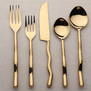Sidney Stainless Steel Flatware set of 5 pieces with <b>gift</b> <b>box</b> Matte Gold Flatware Set of 5 Pieces Minimalist Design - Product Image 3