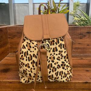 Sac à dos grande capacité de voyage en cuir véritable imprimé animal avec cordon de serrage pour femmes sac à dos en cuir de vachette pour étudiant fille garçon - Product Image 3