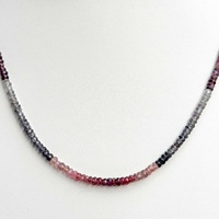 Collar de Cuentas Facetadas Redondas de Zafiro Multicolor Natural de 3 mm del Fabricante, Cuentas de Piedras Preciosas Multicolores a Precio de Mayoreo
