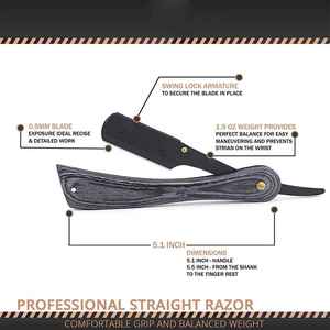 High Quality Custom Black Straight <b>Razor</b> for Men Reuseable Safety Throat Shaving with Wood Handle for Barbers Shaving Experts - Product Image 2