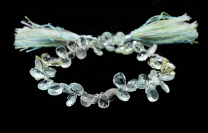 Perles de briolette aigue-marine à multiples facettes Perles de pierre naturelle en forme de poire - Product Image 5