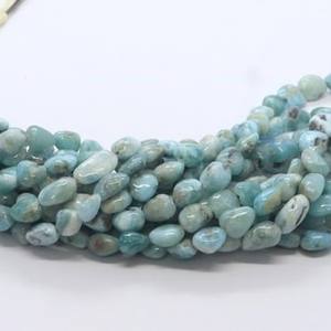 Perles de Larimar naturel AAA, lisses et irrégulières, 6-7 mm, pierres précieuses bleues, perles lisses polies, brin de 16 pouces pour la création de bijoux - Product Image 4