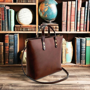 Bolso Tote de Cuero Genuino Vintage, Bolso de Mano para Mujer con Cierre, Bolso de Hombro Resistente al Agua, Gran Capacidad para Viajes Diarios - Product Image 1