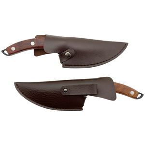 Cuchillo de caza Drop Point con hoja de acero de Damasco, mango de madera, grosor de 0.6 mm y borde biselado - Product Image 4