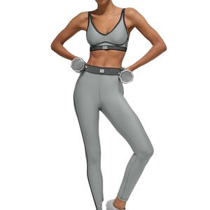 Nuevo Conjunto de Sujetador Deportivo de Yoga y Pilates para Mujer, 2 Piezas, Alta Elasticidad, Transpirable, Ropa Deportiva, Cintura Media, Diseño a Cuadros que Realza la Figura - Product Image 1