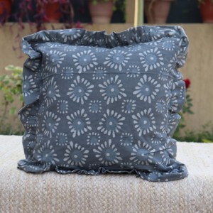Vintage Indian Hand Block Printed Cotton Frill Bohemian <b>Square</b> Cushion Covers for Home Hotel Eco-Friendly Machine Washable - Product Image 1