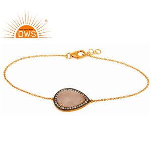 Zircon Blue Corundum Gemstone Bracelet Designer <b>Indian</b> Gold Plated Sterling <b>Silver</b> Chain Bracelet Jewelry Wholesale - Product Image 3