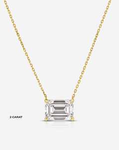 Emerald Cut Lab Grown Diamond Solitaire <b>Pendant</b> Necklaces Custom 14K 18K <b>Solid</b> <b>Gold</b> Minimalist Dainty Adjustable Chain Wholesale - Product Image 4