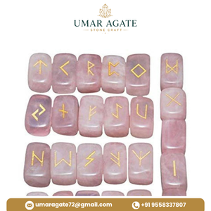 Ensemble de 25 pierres de divination en quartz rose naturel, runes des sorcières sculptées, cadeau spirituel - Product Image 2