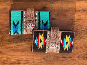 Cartera de mano occidental para SILLÍN, cartera hecha a mano de cuero genuino, plegable, bolso de mano para mujer, carteras de ases florales de cuero tallado a mano - Product Image 4