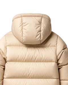 Chaqueta Acolchada con Capucha para Hombre, Color Beige, Relleno Grueso de Plumón, Cierre de Cremallera, Corte Regular, Color Sólido, Estilo Casual para Invierno - Product Image 1