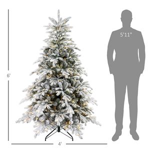 6ft Artificial Prelit Christmas Tree with Warm White LED <b>Lights</b> Snow Flocked <b>Branches</b> Metal Base 7ft/180cm for Decorations - Product Image 3