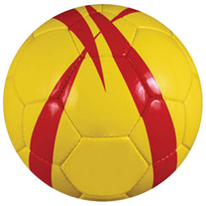 Balón de Fútbol Amarillo y Rojo Personalizado OEM, Balón de Entrenamiento Resistente, 0.4-0.45 kg, Embalaje Inflado - Product Image 1