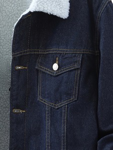New Fashion Design High Quality Men Denim <b>Jacket</b> Wholesale Custom Made Men's Denim Men's Sherpa Lining Windproof Button Closure - Product Image 3