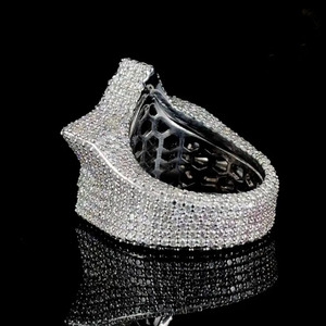 Anillo Unisex de Plata de Ley 925 con Baño de Rodio, Estilo Hip Hop, con Piedras de Moissanita, Totalmente Cubierto de Piedras, Regalo de Compromiso y Aniversario - Product Image 5