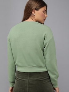 Sudadera de Cuello Redondo para Mujer, Color Sólido, Manga Larga, Informal, Transpirable, Tejida en Algodón, Estilo Otoñal - Product Image 2