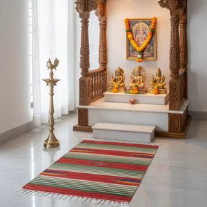 Tapis en coton à poils moyens, motif floral, sur mesure, modernes – Réversibles, lavables en machine, faits à la main pour la maison, les voyages et l'usage commercial - Product Image 1