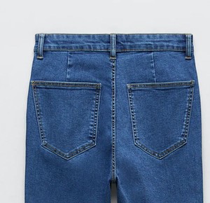 Jean en denim personnalisé pour femme, taille mi-haute, coupe droite, respirant, légèrement déchiré, patchwork, troué, style japonais, collection Printemps - Product Image 3