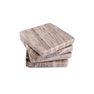 Natural Stone Marble Square Coaster Set Handcrafted Polished Marble Drink Coasters Heat Resistant Table Protection <b>Coffee</b> Dining - Product Image 1