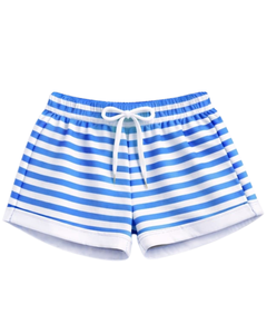 Conjunto de Top Corto y Pantalones Cortos a Rayas Blancas y Azul Cielo para Mujer, Atuendo Casual de Verano de Dos Piezas, Cintura Elástica, Ropa de Salón, Ropa Urbana OEM - Product Image 3