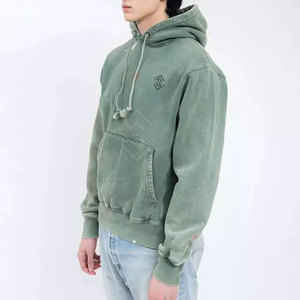 Nouveaux sweats à capuche pour hommes tendance, grande taille, hiver, coupe ample, couleur unie, en molleton délavé, mélange de coton - Product Image 2