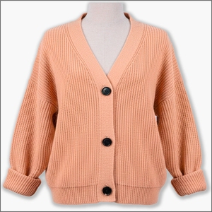 <b>Top</b> Trending Women V-Neck Lace-Up Embroidered Knitted Cardigan <b>Peach</b> Sweater Customized Logo Winter Anti-Wrinkle Patchwork - Product Image 1