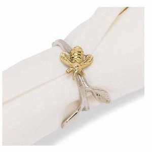 Anillos de Servilleta de Metal con Diseño de Abeja en Rama, Hechos a Mano, de Alta Calidad, para Decoración de Mesa de Comedor en Bodas y Navidad - Product Image 2