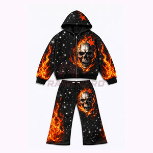 ชุดลำลองสตรีทแวร์ผู้ชายพร้อมพิมพ์โลโก้แบบ HD ตามสั่ง ชุดวอร์มผ้าฝ้ายฟลีซโอเวอร์ไซส์สำหรับผู้หญิงพร้อมลายพิมพ์สกรีนแบบหนา - Product Image 3