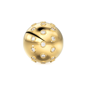 Cuentas espaciadoras de oro amarillo de 18 quilates con diamantes incrustados de 10 mm - 1 pieza, accesorio y componente de joyería - Product Image 1