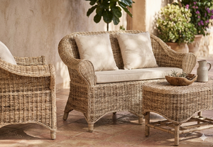 Luxury Outdoor Wicker Furniture Set Natural Rattan Garden Sofa With Cushions Weather Resistant Patio Conversation Furniture - Product Image 2