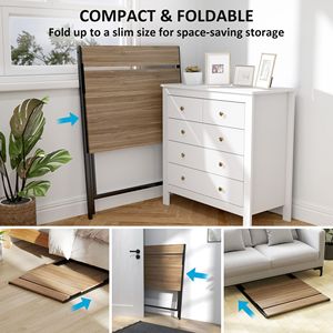 Walnut 32\" Foldable Laptop <b>Desk</b> with Monitor Shelf Easy Assembly for Small Spaces-Home Office & <b>Study</b> - Product Image 4