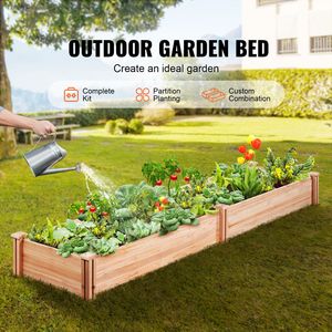 Raised Garden Bed 7.9 X 2 X 0.8 Ft Wooden <b>Planter</b> Box with Open Base for Outdoor Flowers and <b>Vegetables</b> - Product Image 2