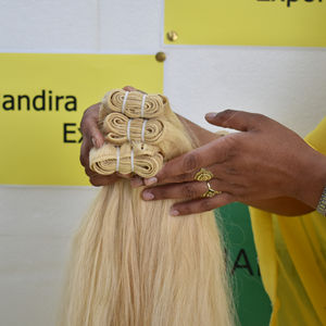 เครื่องมัดผมมนุษย์ผมตรงสีบลอนด์วิกผมยาวสองชั้นแบบไม่ผ่านกระบวนการ - Product Image 1