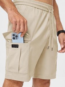 Shorts Cargo Jogger Homme en Toile 100% Coton Respirante et Imperméable, Taille Mi-Haute avec Cordon de Serrage, Multi-Poches - Product Image 3
