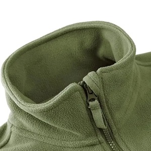 Men's Olive Green Fleece <b>Jacket</b> Stand Collar Zipper Closure Multiple Pockets Breathable Regular Fit Outdoor Wear - Product Image 3