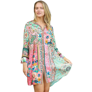 Vestido Mini Estampado para Mujer, Vestido Casual de Verano de Manga Corta - Product Image 1