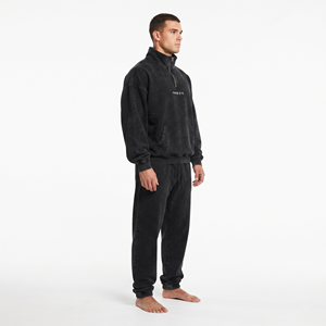 Ensemble de survêtement deux pièces pour homme, coupe oversize, en coton délavé à l'acide, col montant, demi-zip, avec pantalon de jogging, vente en gros, haute qualité - Product Image 2