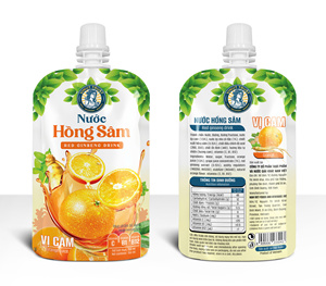 VINUT TRUST <b>Red</b> Ginseng Drink Orange Juice Box of 10 Bags 100ml Each Vitamin C B12 - Product Image 2