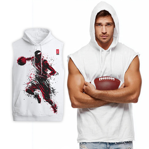 Haut à capuche de football imprimé sans manches pour adultes et jeunes, pull de football par sublimation pour hommes - Product Image 1