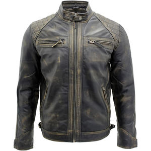 Men's High Street Fashion 100% Leather Long Jacket Custom Logo Front Label Stand Collar Winter Season Motor <b>Bike</b> Jackets - Product Image 1