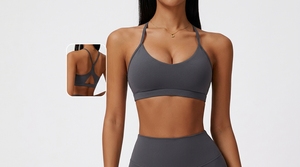 Soutien-gorge de sport à faible impact pour femmes, sans couture, rembourré, pour yoga, pilates, gym, fitness, vêtements de sport personnalisés, vente en gros - Product Image 6