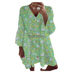 Vêtements en coton à ourlet imprimé tribal style Bohème Gypsy Hippie - Robe en coton à ourlet pour le printemps et l'été - Tunique dos nu - Robe indienne - Vente en gros - Product Image 2